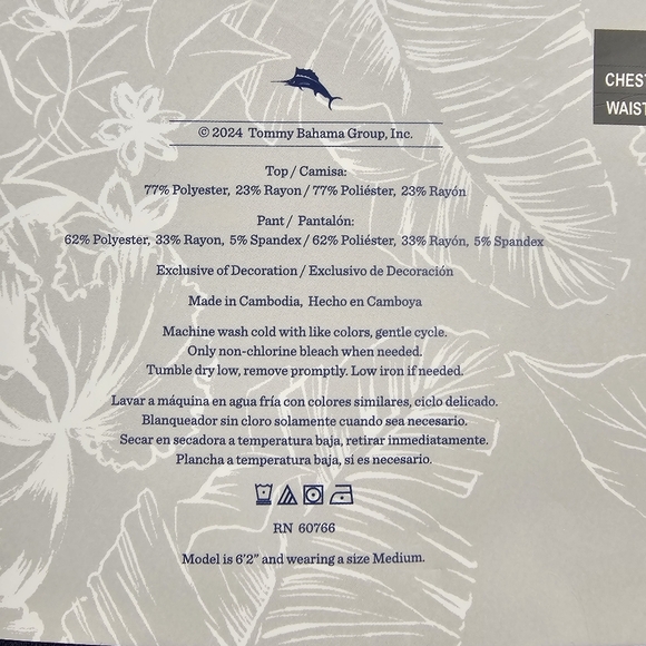 Tommy Bahama Men’s 2-Piece Relaxed Fit Lounge Set Gray & Blue Comfort Pajamas M - Picture 5 of 6